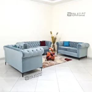 Blue Chesterfield Living Room Set