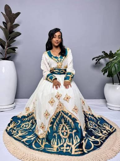 Handwoven Habesha Kemis — White Shemma